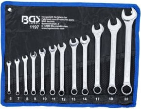 BGS Maul-Ringschlüssel-Satz 12-tlg. aus Chrom-Vanadium in Silber, SW 6 - 22 mm - Bild 1