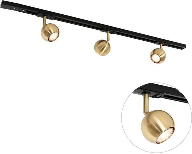 QAZQA Modernes Schienensystem Iconic Gissi mit 3 Strahlern in Gold/Messing, 1-phasig - Bild 1