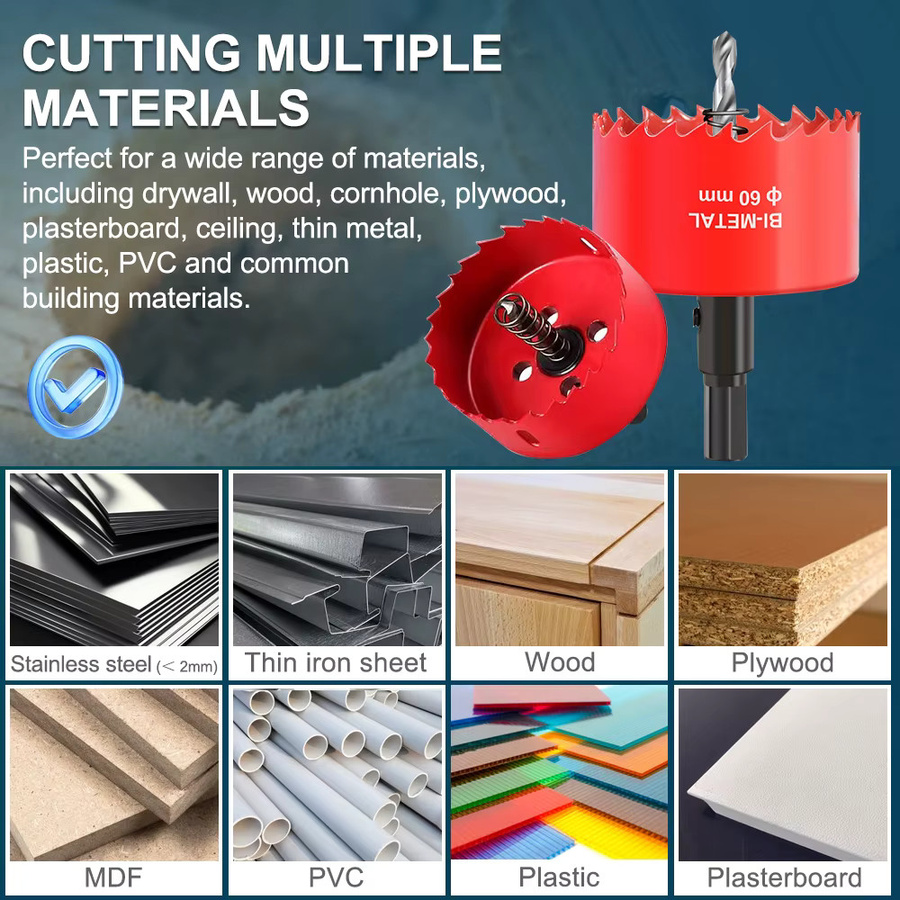 CMCP Bimetall Lochsäge M42 HSS für Metall, Eisen, Aluminium, Edelstahl und Holz, Farbe: Rot - Bild 6