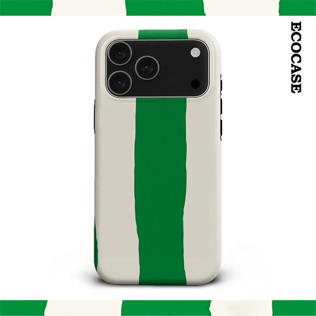 Handyhülle mit grünem und cremefarbenem Streifenmuster für Apple iPhone Modelle, doppelschichtige Rückseite - Bild 1