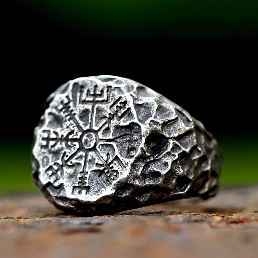 Herrenring Edelstahl, Silber, Wikinger-Runen, Vintage - Bild 2