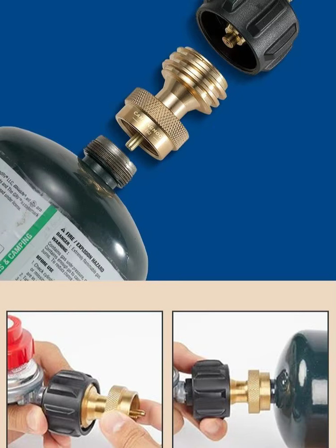 CAMPINGMOON QCC1 Messing-Adapter für Propanflaschen und Gasflaschen, Goldfarben - Bild 5