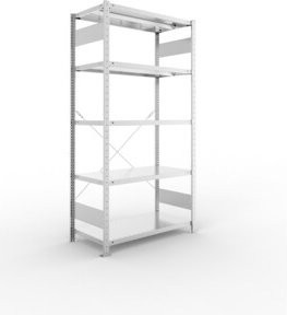 Meta Steckregal CLIP 330 verzinkt mit 5 Böden, Farbe: Silber, B/T/H: 200 x 100 x 50 cm - Bild 1