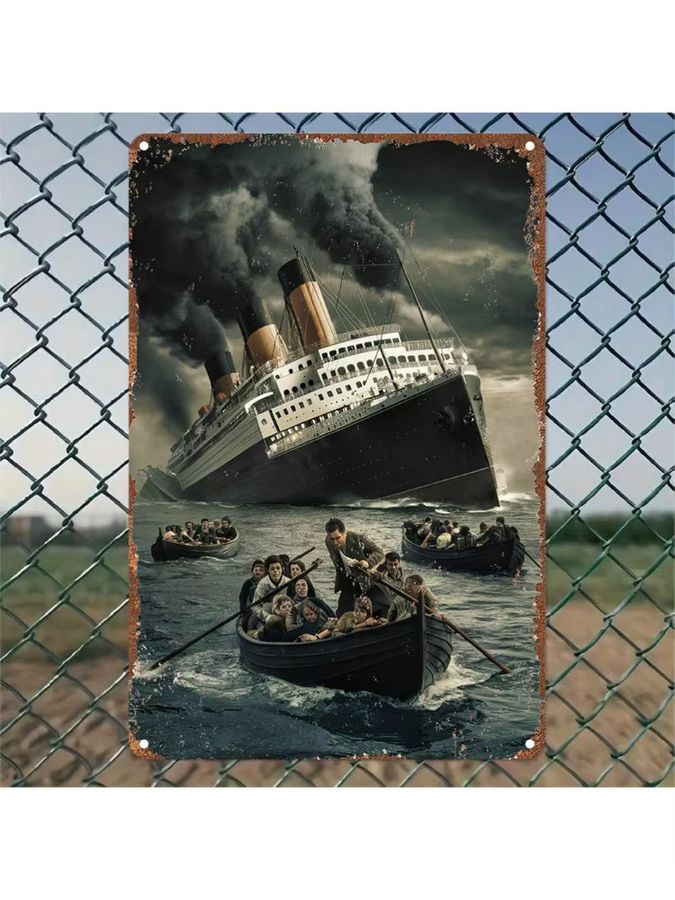 HELLOYOUNG Vintage Titanic Metallblechschild aus Aluminium als rustikale Wandkunst zur Dekoration, Rechteckig, B: 30,0 cm, H: 20,0 cm, T: 20,0 cm - Bild 6