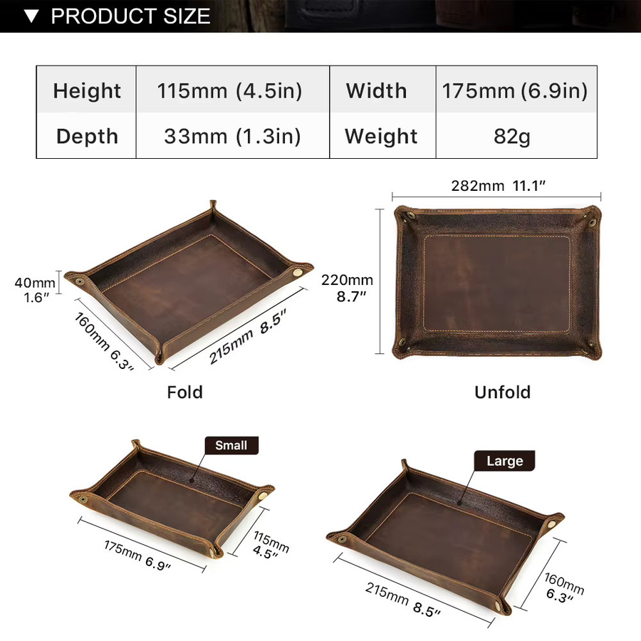 Faltbarer Ablage-Organizer aus braunem Crazy-Horse-Leder für Kosmetik, Schmuck und Kleinteile - Bild 5