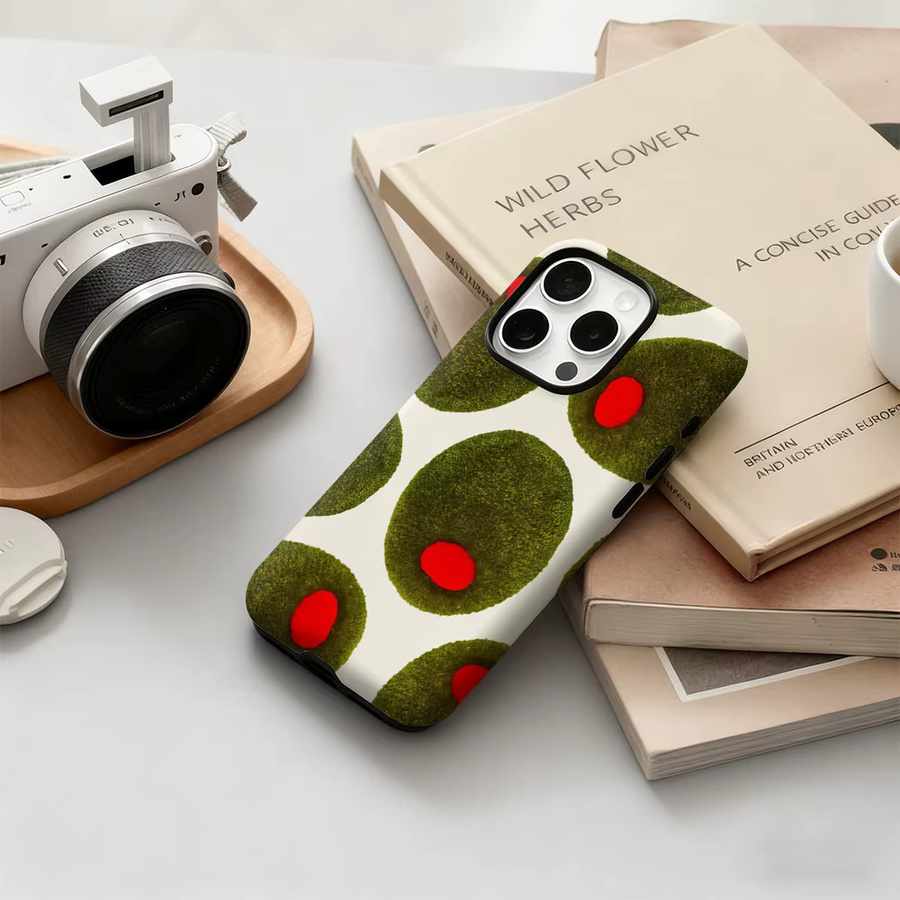 Potdemiel Olive Dot Handyhülle für iPhone 17 16 15 14 13 12 Pro Max Plus mit doppelschichtiger Rückseite in Grün Multicolour - Bild 5