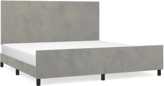 vidaXL Bettgestell mit Kopfteil aus Samt in Hellgrau, B/T: 200 x 200 cm - Bild 1