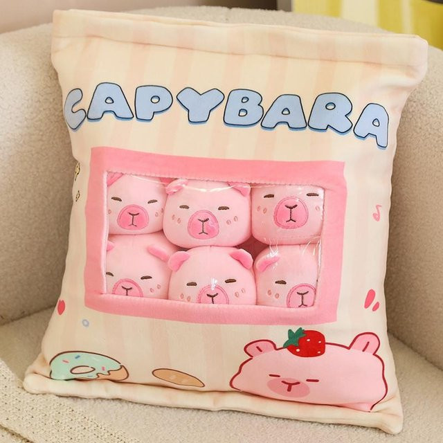 Bai Fen Bai Toys Cartoon Capibala Schwein Snack Kissen Pudding Plüschtier, pink, ab 14 Jahren - Bild 1