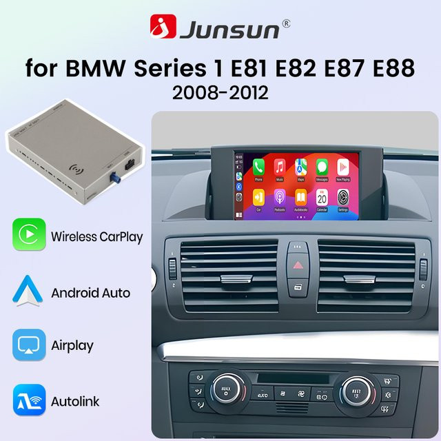 Junsun Wireless CarPlay und Android Auto Interface-Modul für BMW 1er Serie E81 E87 E88 mit CCC CIC System, Bluetooth und Mirror Link AirPlay - Bild 1