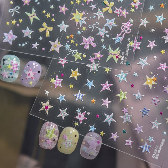 NAILFYOU Nagelaufkleber Stern und Herz, Glänzend, Damen - Bild 1