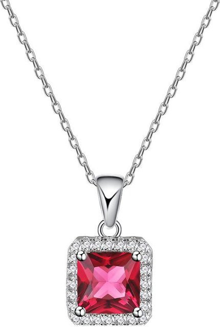 POMOiii Halskette 925 Sterlingsilber, Imitations-Rubin, Damen - Bild 1