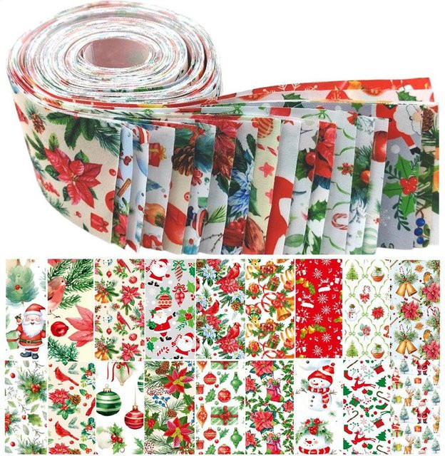 40 Stück Weihnachts-Stoffquadrate in Multicolour zum Quilten, Nähen und Basteln - Bild 1