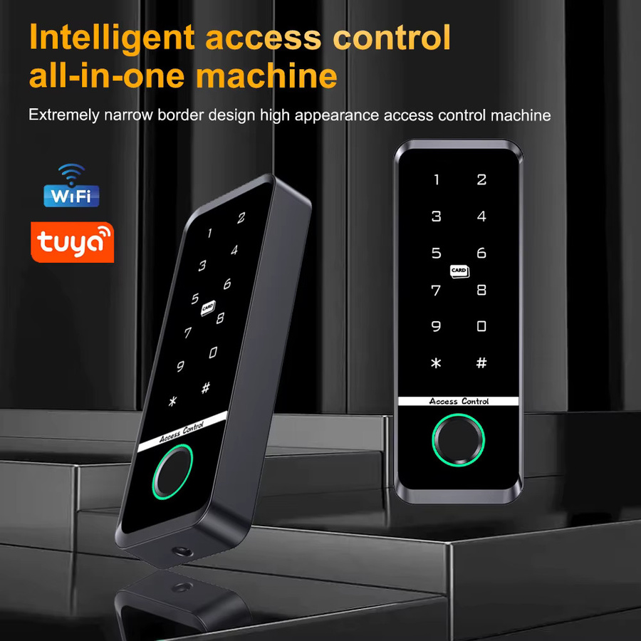 Tuya Smart Türschloss mit Fingerabdruck, RFID und Tastatur, Biometrisches Zugangskontrollsystem für Home Security, Schwarz - Bild 2