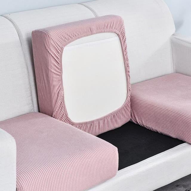 Airldianer Polarfleece Sofa-Sitzkissenbezug mit Jacquard-Struktur in Rosa, Größe S - Bild 1