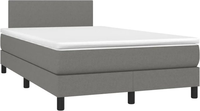 vidaXL Boxspringbett mit Matratze und LED-Unterbettbeleuchtung in Dunkelgrau, Hybrid-Bett mit USB-Ladeport und Taschenfederkern, B/T: 120 x 190 cm - Bild 1
