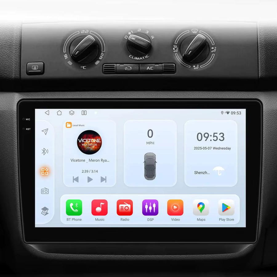 OSSURET CarPlay Android 14 Autoradio für Skoda Fabia 2 (2007-2014) mit GPS und 4G-LTE Multimedia Player in Schwarz - Bild 4
