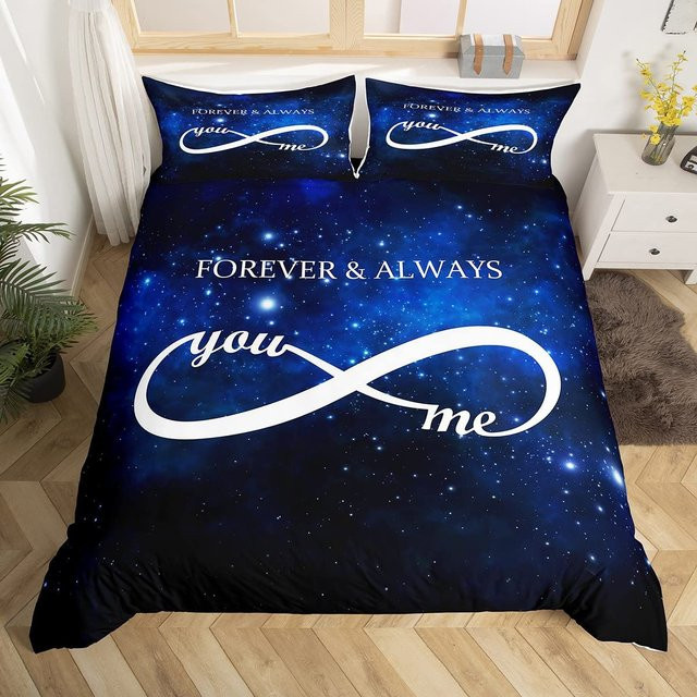 Personalisierte Bettwäsche mit Namen von JMG Household Supplies, romantisches Bettwäsche-Set aus Mikrofaser in Blau mit Sternen-Design, bestehend aus Bettbezug und Kissenbezug, B/H: 135 x 200 cm - Bild 1