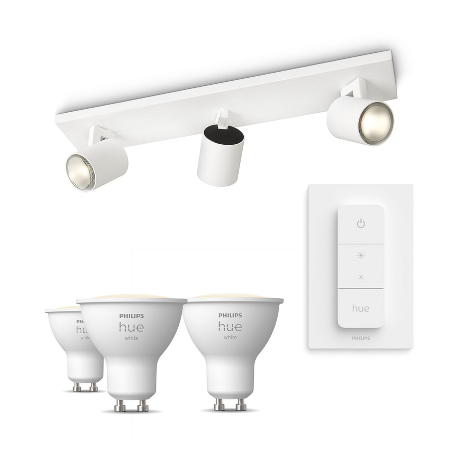 Philips Hue Runner Spot 3er-Pack Weiß mit GU10 LED-Lampen und Dimmschalter - Bild 1