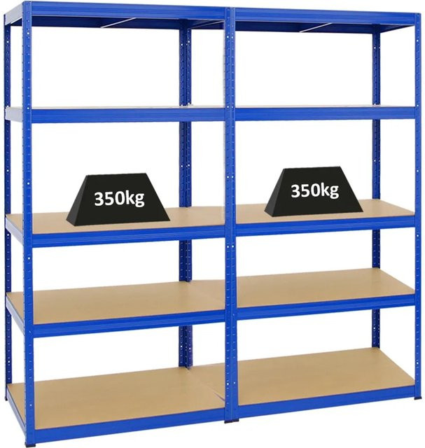 PROREGAL Schwerlastregal Slim Elephant M Set aus 2 Regalen, Blau, H x B x T: 180 x 90 x 60 cm, 5 Ebenen mit verstellbaren Fachböden, Fachlast 350 kg - Bild 1