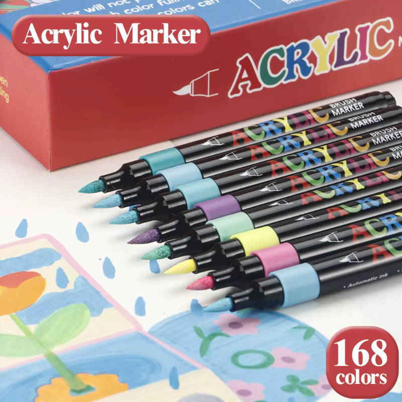 Acryl-Farbmarker von kissbuty mit weicher Pinselspitze in Multicolor für DIY-Handwerk auf Holz, Stein, Leinwand, Glas und Stoff - Bild 3