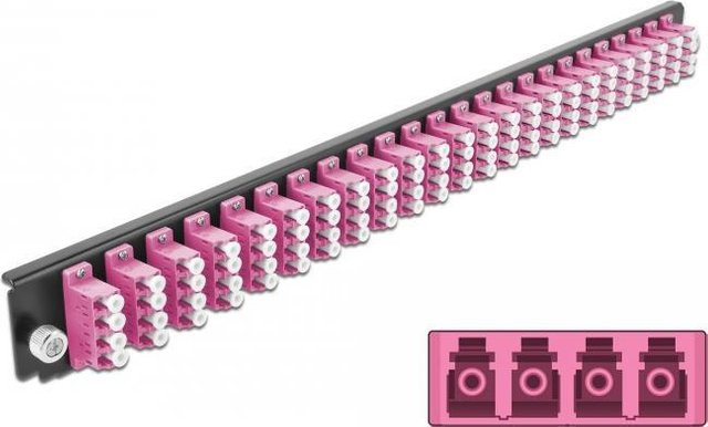 Delock Rack-Montageblech für Glasfaser-Spleißbox, Vorderseite, LC MM x 24, violett, 1 HE - Bild 1