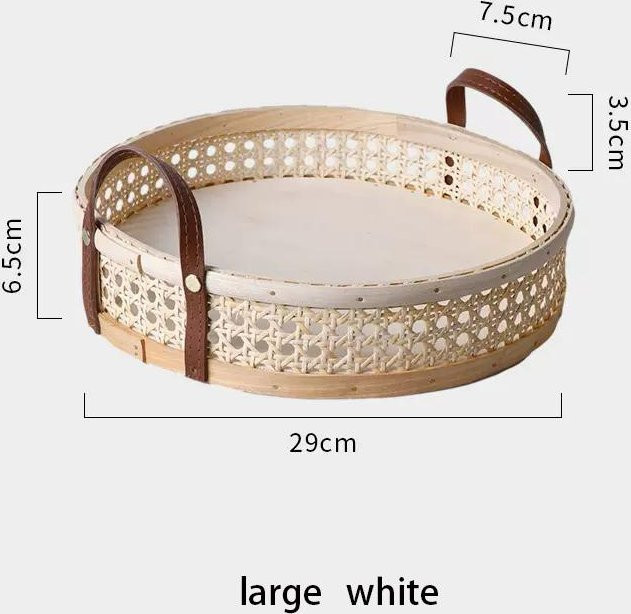 Handgewebter Aufbewahrungskorb aus Rattan von Yiran Furniture in Weiß mit Griffen für Obst, Brot und Dekoration - Bild 1
