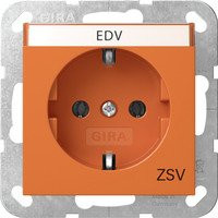 Gira Schutzkontaktsteckdose Typ F in Orange mit Beschriftungsfeld, 16 Ampere, 250 Volt - Bild 1