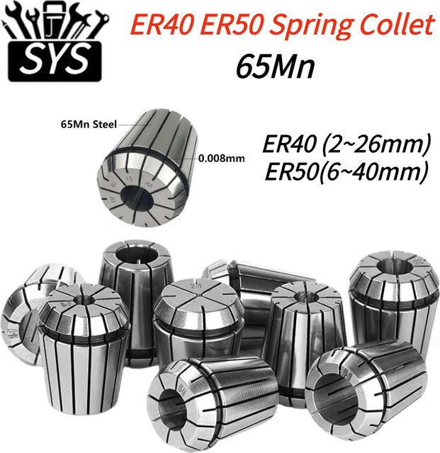 SYS Federsammel-Spannzangenklemme Set in Silber für ER40 und ER50 mit Spannweiten von 6 bis 26 mm und einer Genauigkeit von 0,008 mm - Bild 1
