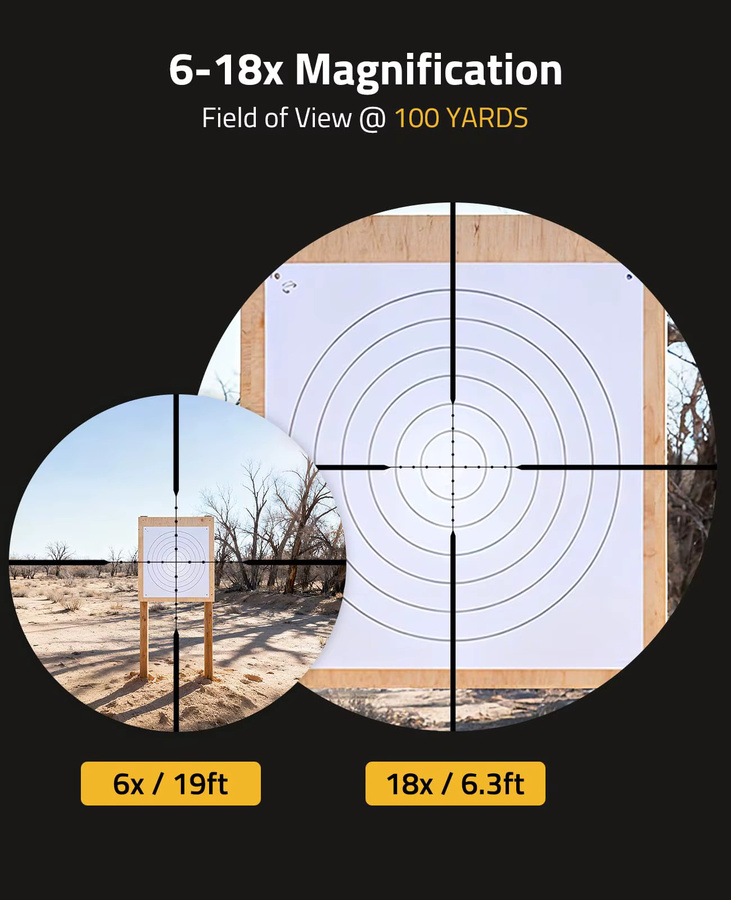 CVLIFE Zielfernrohr 6-18x50 AO in Schwarz mit Parallaxenkorrektur und Fadenkreuz-Optik, 30mm Tubus für Picatinny-Schienen zur Jagd - Bild 4