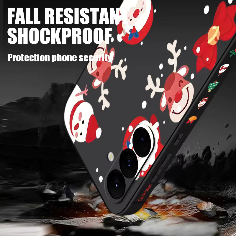 MOESOE Handyhülle mit Schneemann und Elch Design für Samsung Galaxy S25 S24 S23 Ultra S24 FE A56 A16 A36 A55 A54 A53 A15 A14 in Schwarz - Bild 3