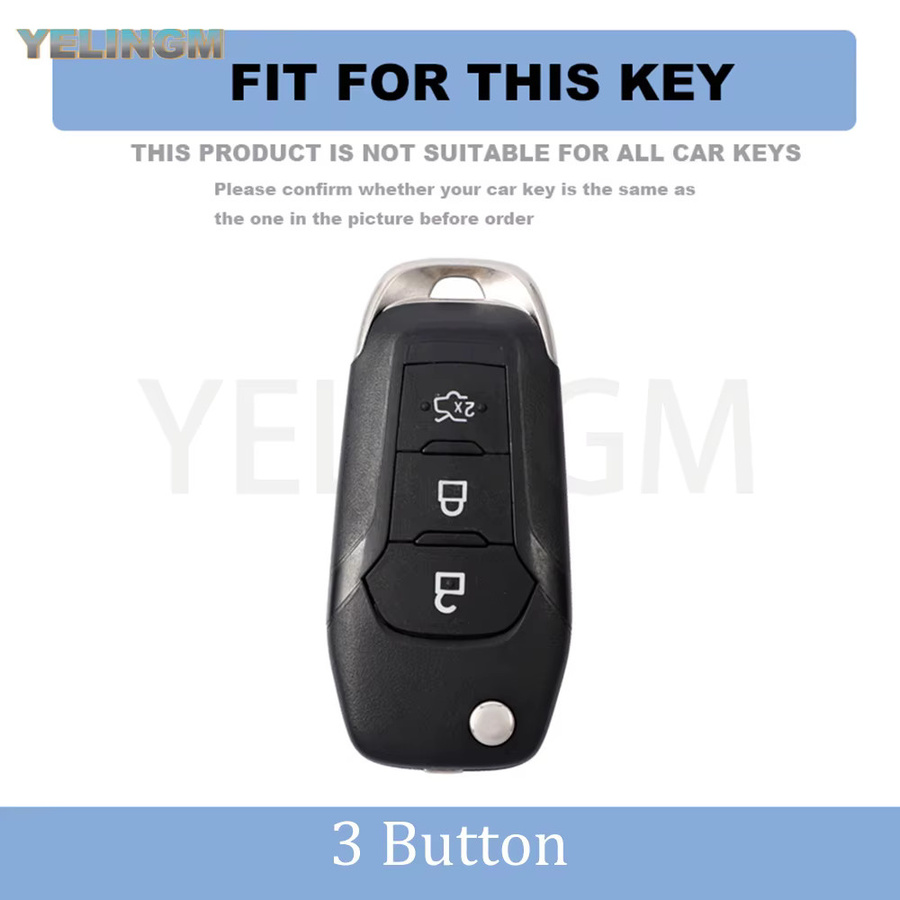 YELINGM TPU-Autoschlüsselhülle mit Schlüsselanhänger für Ford Fusion, Fiesta, Mondeo, Ecosport, Kuga, Escort, Everest, Ranger und F150 - Bild 2