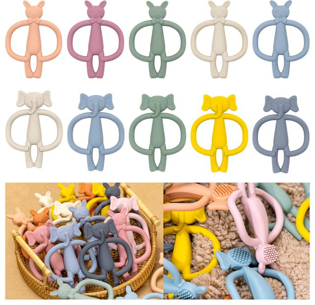 BPA-freier Silikon Beißring für Babys in Tierform, buntes Zahngelaugspielzeug für Säuglinge - Bild 1