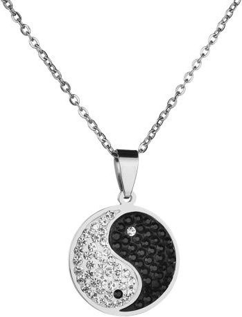 SILVERHOO Halskette, Yin-Yang-Symbol, Edelstahl, Weiß, Kristall, Unisex - Bild 1