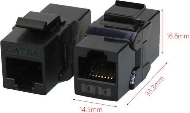 Ninth World RJ45 Keystone Jack Ethernet LAN Verbinder ungeschirmt in Schwarz - Bild 1