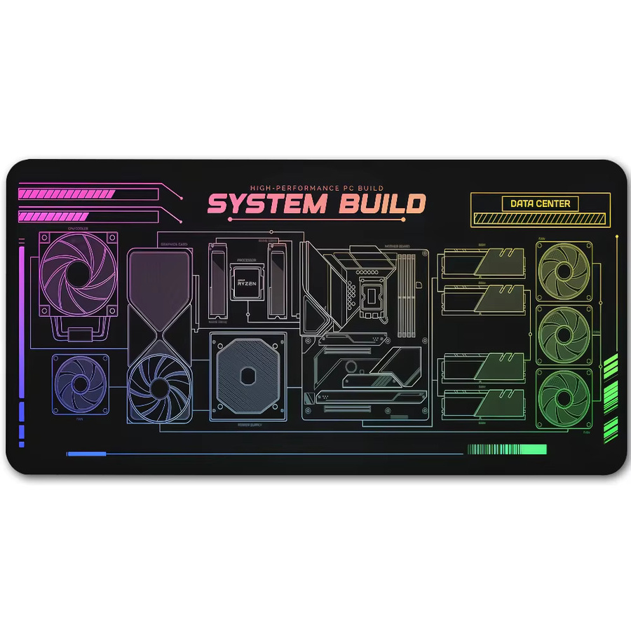 System Build Mauspad für Computer und Laptop, rutschfeste Schreibtischunterlage aus Gummi, multicolour - Bild 7