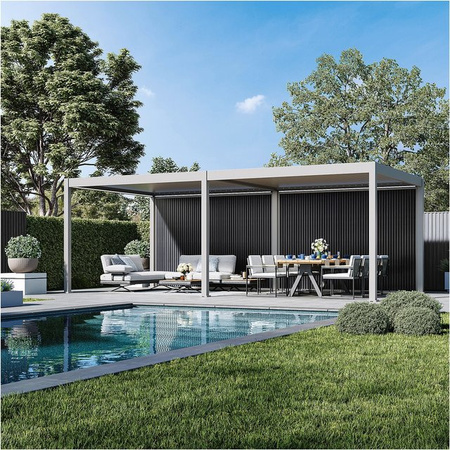 Weide Sichtschutzwand Anthrazit aus WPC mit Lamellen als Pergola Seitenwand und Windschutz, Breite: 360 cm