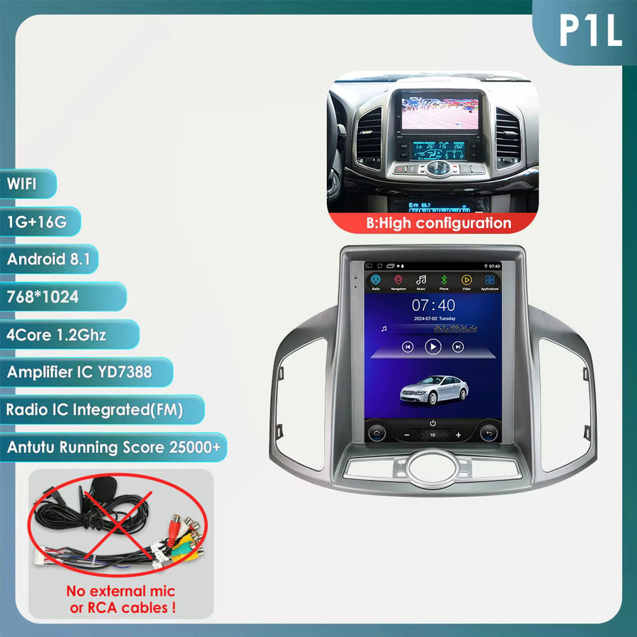 Hizpo Autoradio für Chevrolet Captiva 2011 - 2017 mit 9,7 Zoll Bildschirm, kabellosem Carplay, Android Auto, GPS und 360-Grad-Kamera Unterstützung in Schwarz - Bild 7