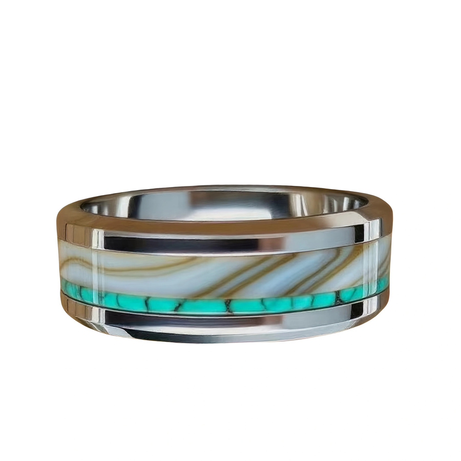 SUNFLOWERZHU Ring Edelstahl, Achat, Silber, Damen - Bild 2