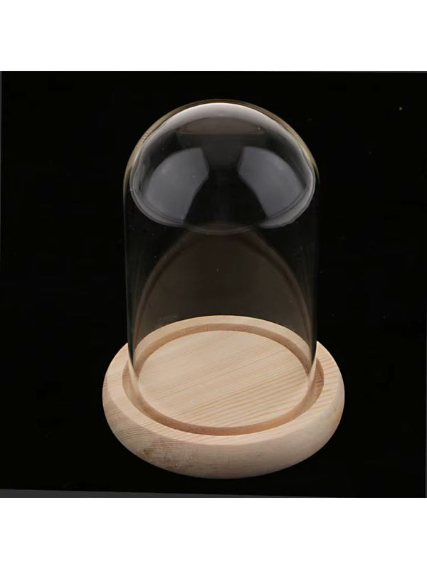 Kesoto Glasgefäßkuppel mit braunem Holzsockel, runde Mikro-Landschaftshalter Vase im skandinavischen Design, transparent - Bild 7