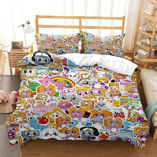 Lankybox Foxy Boxy Bettwäscheset mit Cartoon 3D Design, Mikrofaser, Mehrfarbig, B/H: 135 x 200 cm - Bild 1