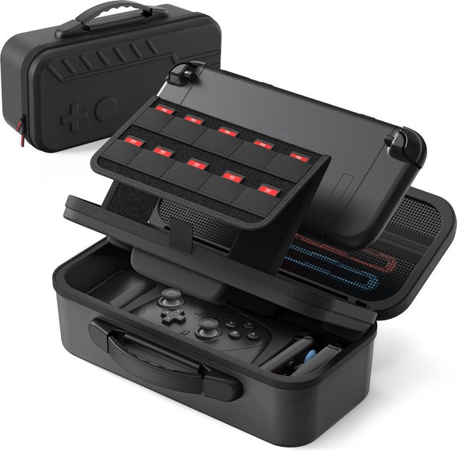 DEVASO Aufbewahrungsbox für Switch 2 Spielkonsole und Pro Controller, schwarze Schutzbox für Zubehör und Rucksack - Bild 1