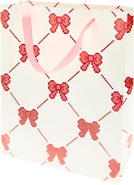 Rico Design Geschenktüte Pixel Schleifen in Creme und Rot, Größe L - Bild 1