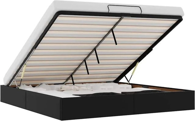 vidaXL Ottoman-Bett aus Kunstleder in Schwarz mit Lift-up-Funktion, B/T/H: 200 x 200 x 23,5 cm - Bild 1