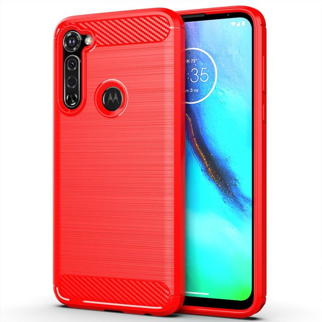 Stoßfeste Silikonhülle für Motorola Moto G Pro in Rot mit gebürsteter Textur - Bild 1