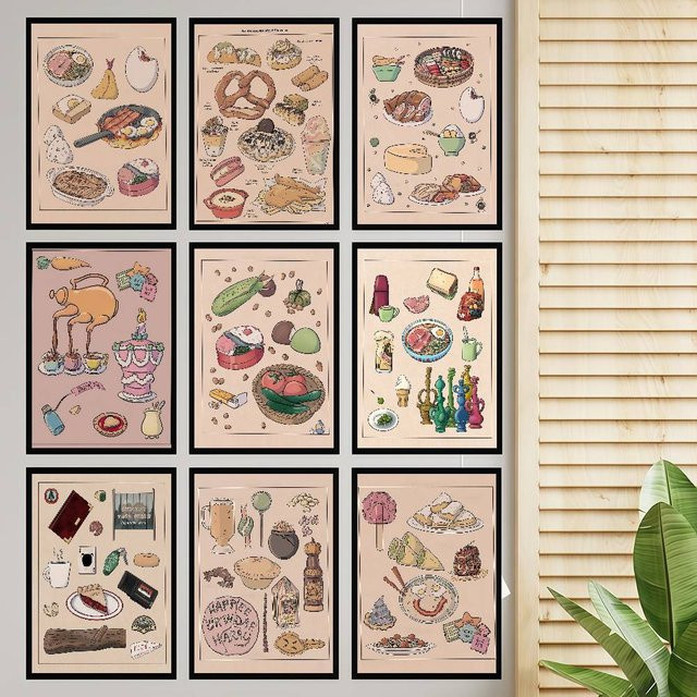 Selbstklebendes Kunstposter Moetch mit Studio Ghibli japanischem Essen Motiv in Multicolor auf Whitepaper - Bild 1