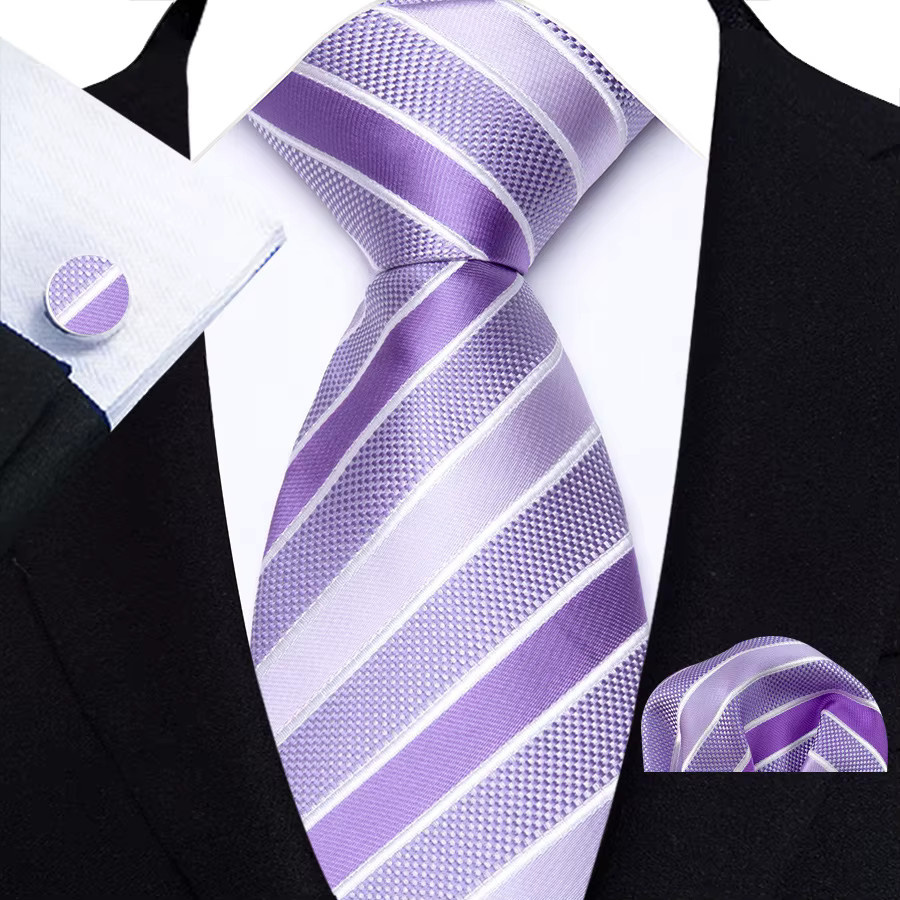 YISHLINE Krawatte, Hanky, Manschettenknöpfe Set, Lila, Herren - Bild 2