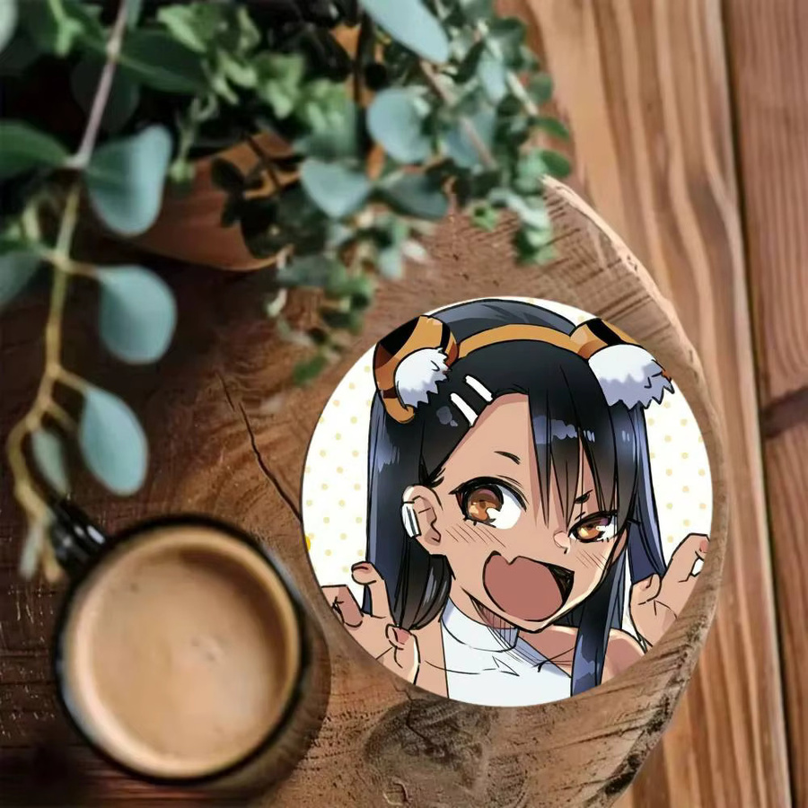 Nagatoro Hayase Anime-Charakter Untersetzer aus Holz, rund, Durchmesser: 10 cm, braun/mehrfarbig - Bild 4