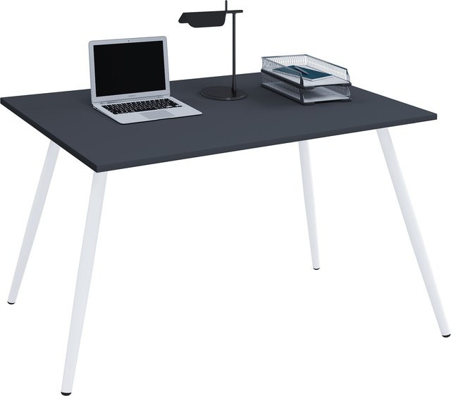VCM Schreibtisch Salia im skandinavischen Retro Look, B/T/H: 160 x 80 x 70 cm, Weiß/Anthrazit - Bild 1