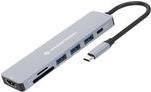 Conceptronic 7-in-1 USB-C Dockingstation mit HDMI, USB 3.0 und SD in Grau - Bild 1