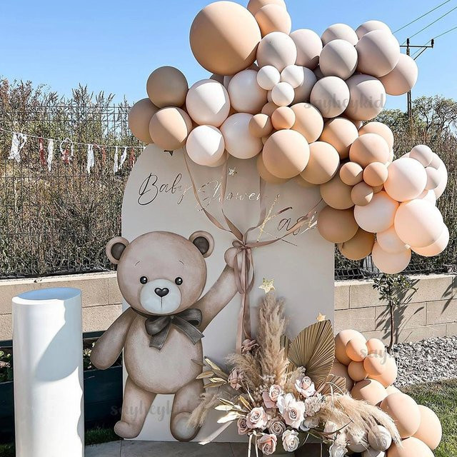 81 Stück Braunbär Luftballon-Set in Braun und Beige für Babyparty und Geburtstag, Retro-Boho Party-Dekoration mit 36 Zoll Teddybär-Ausschnitten - Bild 1